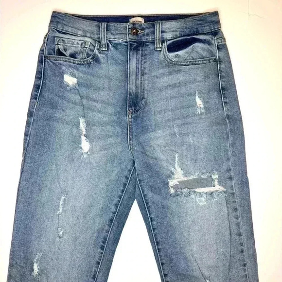 Sneak Peek Womens Jeans Straight Leg Destroyed Distressed Light Wash Size 29 - Picture 2 of 10